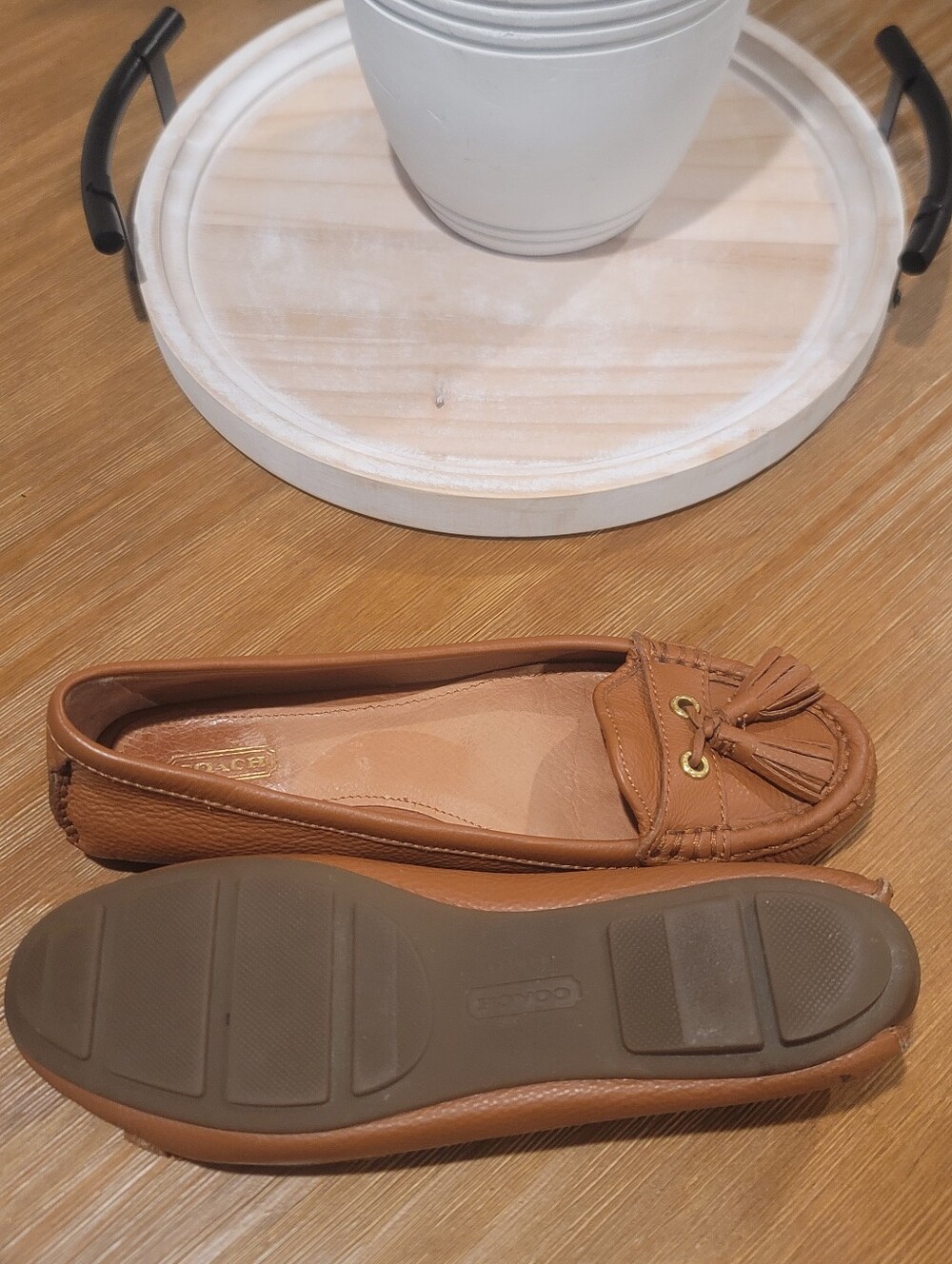 Coach Brown Leather Tassel Loafers 9B - Picture 9 of 11